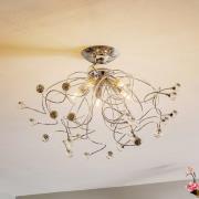 Deckenlampe Trilly in Chrom mit Kristallen, 5fl.