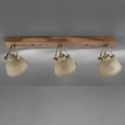 Deckenlampe Samia 3-flg., Holz, beige strukturiert