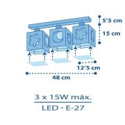 Dalber Moonlight Kinder-Deckenlampe 3-flammig grau