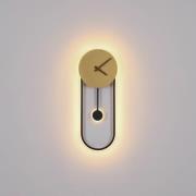 LED-Wandlampe Sussy mit Uhr, schwarz/gold