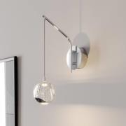Lucande LED-Wandlampe Hayley, chromfarben, Glas, 34 cm hoch