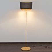 Stehlampe Mattia, Schirm oval und doppelt, schwarz