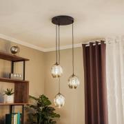 Pendellampe Starla, Glas grafit, 3-flammig rund