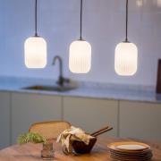 Pendellampe Cava, dreiflammig, Stahl, Glas