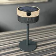 LED-Solartischleuchte Bateak, schwarz / teak-grau, 2.700 K