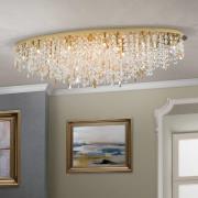 Deckenlampe Crystalriver mit Kristallbehang gold