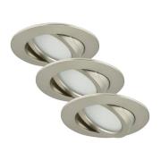 3er Set schwenkbare LED-Einbauleuchte Bert, nickel