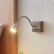 Lindby Jolka LED-Leselicht, Schalter, nickel