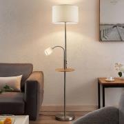 Lindby Stehlampe Aovan, nickelfarben, Ablage, USB-Anschluss