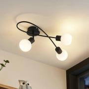 Lindby Deckenlampe Elaina 3fl lang, schw. weiß