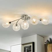 Lindby Deckenlampe Ticino, 65 cm, 5-flammig, Metall, Glas