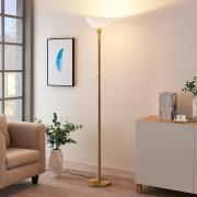Lindby Stehlampe Ignacia, messingfarben, Glas, 180 cm, E27