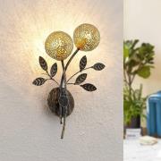 Lucande Wandleuchte Evory, 30 cm, 2-flg., schwarz/gold, G9
