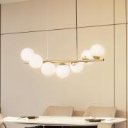 Lucande Hängeleuchte Isandro, 95 cm, gold, weiß, 7-flg., G9
