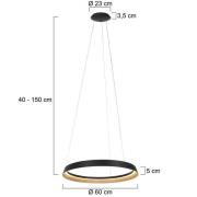 LED-Hängeleuchte Ringlux, 1-flammig, schwarz, Metall