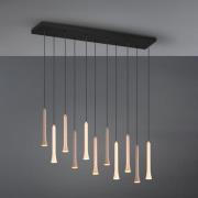 LED-Hängeleuchte Fiato, 11-fl., lang, Metall, taupe, coffee