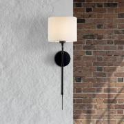 Wandlampe Munich, Stecker, schwarz/weiß, Leinen, verstellbar