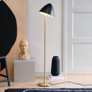 Dyberg Larsen Stehlampe Oulu, schwarz/messing, Höhe 128 cm