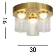 LED-Deckenleuchte Highball, messingfarben, IP44, Glas