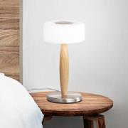LED-Tischleuchte Elea, nickelfarben, Höhe 29 cm, Glas, Holz
