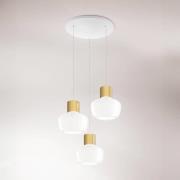 LED-Hängeleuchte Kino, 3-flammig, rund, weiß, Glas, Dimmer