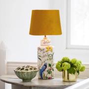 PR Home Tischleuchte Li Na, gold, Ø 30 cm, Keramik, Samt