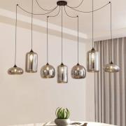 Lindby Hängeleuchte Marla, 7-flammig, Glas, rauchgrau, 128cm