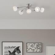 Deckenlampe Elliott, Länge 62 cm, nickel matt, Metall/Glas