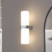 Lucande Bad-Wandlampe Basolo, chrom, Höhe 31,5cm, Glas, IP44
