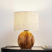 Lindby Tischleuchte Mayumi, Höhe 31 cm, Holz, Textil, E27
