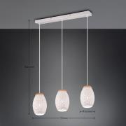 Hängelampe Bidar, Länge 71 cm, weiß matt, 3-flg., Metall