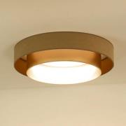 LED-Deckenlampe Luneta, Samt beige/gold, Ø 60 cm, 3-step-dim