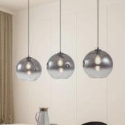Lucande Hängeleuchte Brillar, rauchgrau, Glas, 3-flg., 128cm
