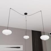 Hängelampe Origo, opal/schwarz, dezentral, Glas, 3-flg.