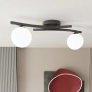 Deckenlampe Opus, Länge 60 cm, opal/schwarz, Glas, 2-flg.