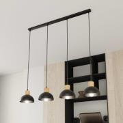Pendellampe Seco, Länge 90 cm, schwarz, Metall/Holz, 4-flg.