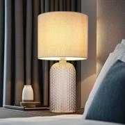 Tischlampe Sofia, grau, Höhe 50 cm, Stoff/Glas