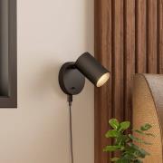 Wandstrahler CAN TILT, schwarz, Ø 10 cm, Metall Schalter USB