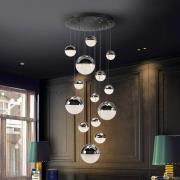 LED-Hängeleuchte Sphere, 14-fl., chrom, dimmbar, Ø 60 cm