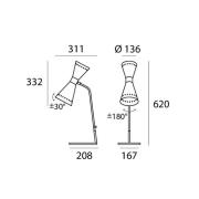 Stilnovo Tischlampe Megafono, elfenbeinfarben, 62 cm, Metall