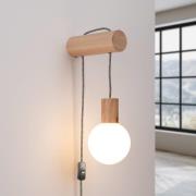 Wandleuchte Nimbi, Holz hell, Höhe 67 cm, Holz/Glas