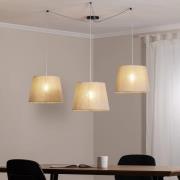 Pendellampe Ascot, beigefarben, Stoff, 3-flg., dezentral
