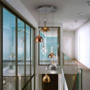 LED-Hängeleuchte Charlize 6-fl., Triac-dim, Glas vierfarbig