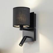 Lindby Wandleuchte Aiden, 30cm, schwarz, LED-Leselicht, E14