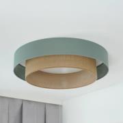 LED-Deckenleuchte Luneta, salbei/jute, Ø 60 cm, 3-step-dim