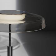 Oluce LED-Stehleuchte Dora, nickel/rauchgrau, Metall, PMMA