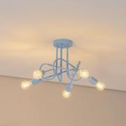 Deckenleuchte Oxford, hellblau, Ø 47 cm, Metall, 5-flammig