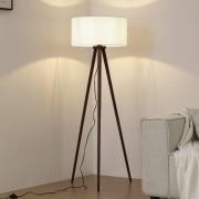 Lindby Stehleuchte Charlia, weiß, Wallnussholz, Höhe 150 cm