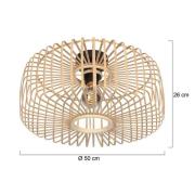 Deckenleuchte Bloeba, Ø 50 cm, Holz, natur, E27