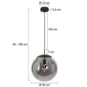 Hängeleuchte Bollique, schwarz, Ø 40 cm, Glas, 1-fl., Kugel